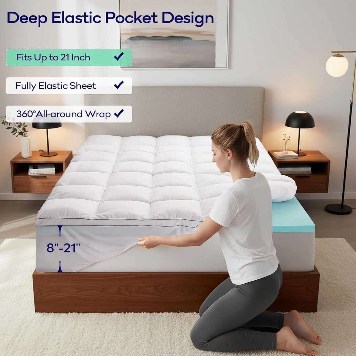 OLANLY 4 Inch Dual-Layer Mattress Topper, Gel Memory Foam, White
