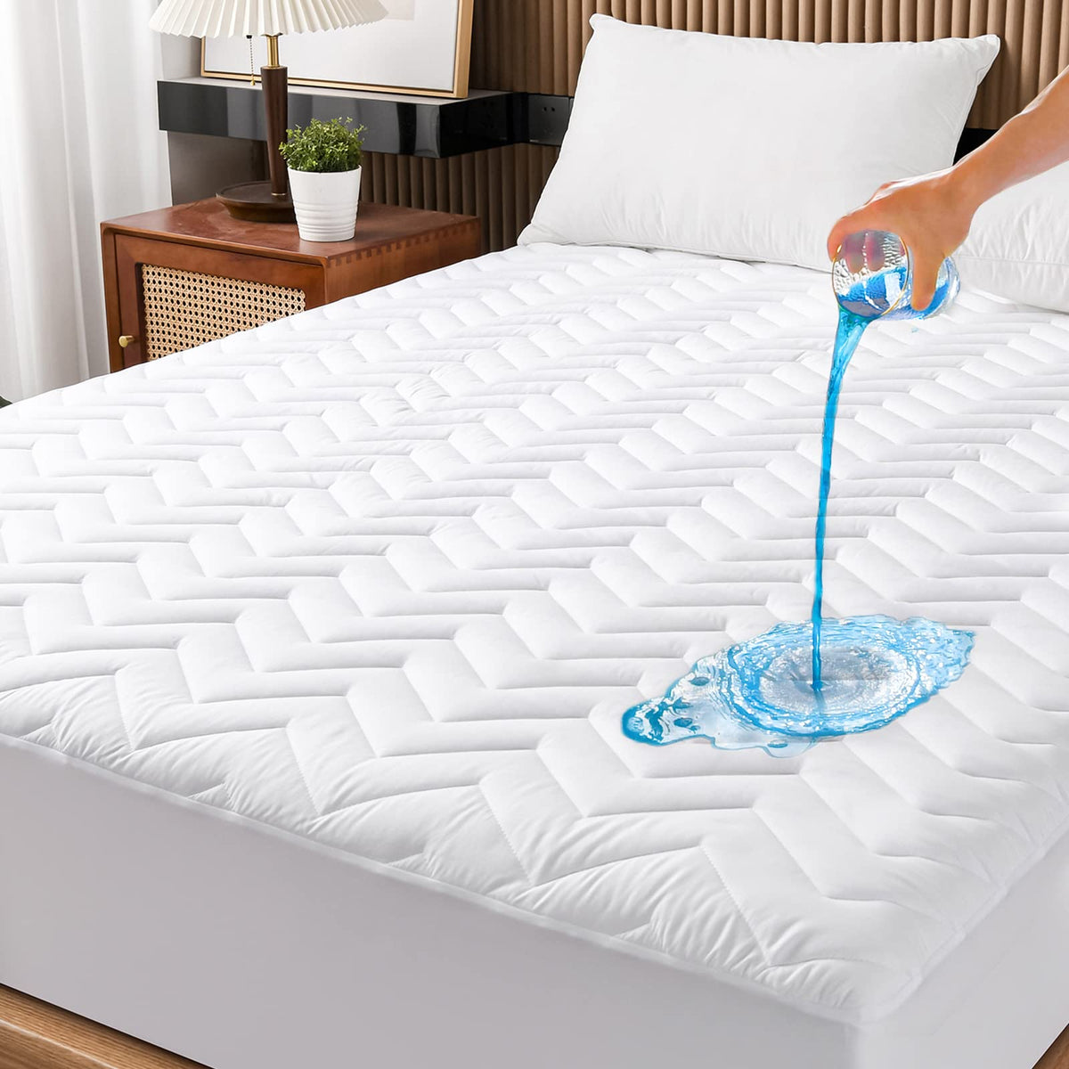 UNILIBRA Twin Size Mattress Pad Cooling Rayon from Bamboo, Quilted Fitted Mattress Protector Pillow Top Single Mattress Cover with Deep Pocket Up to 19 Inches, Ultra Soft Filling Mattress Topper