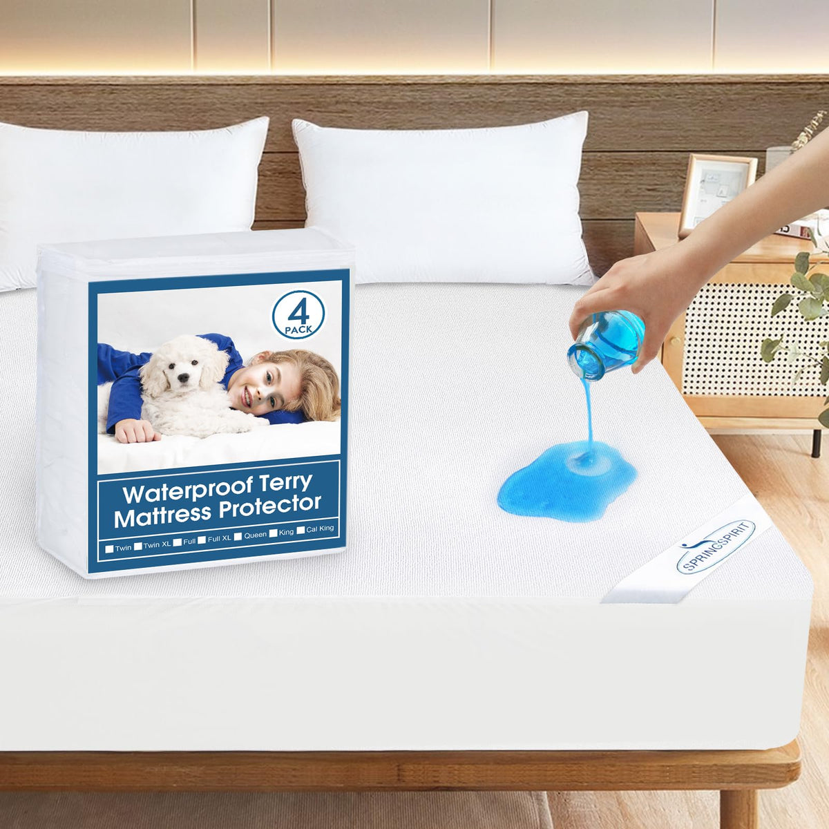 Queen Size Mattress Protector Waterproof,Absorbent Fitted Sheet