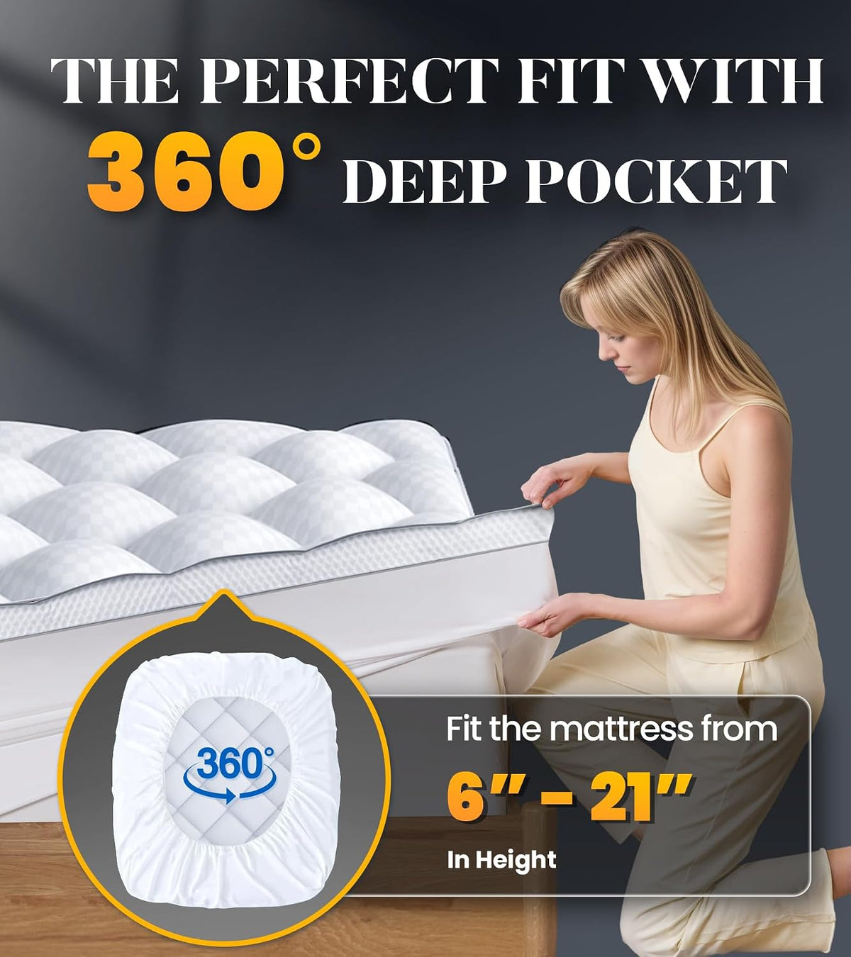 Milcabe Memory Foam Mattress Topper Super King for Back Pain, Extra Soft Pillow Top King Mattress Topper with 4X Support, Mattress Pad with Breathable Air Mesh Sides, 6-21'' Deep Pocket