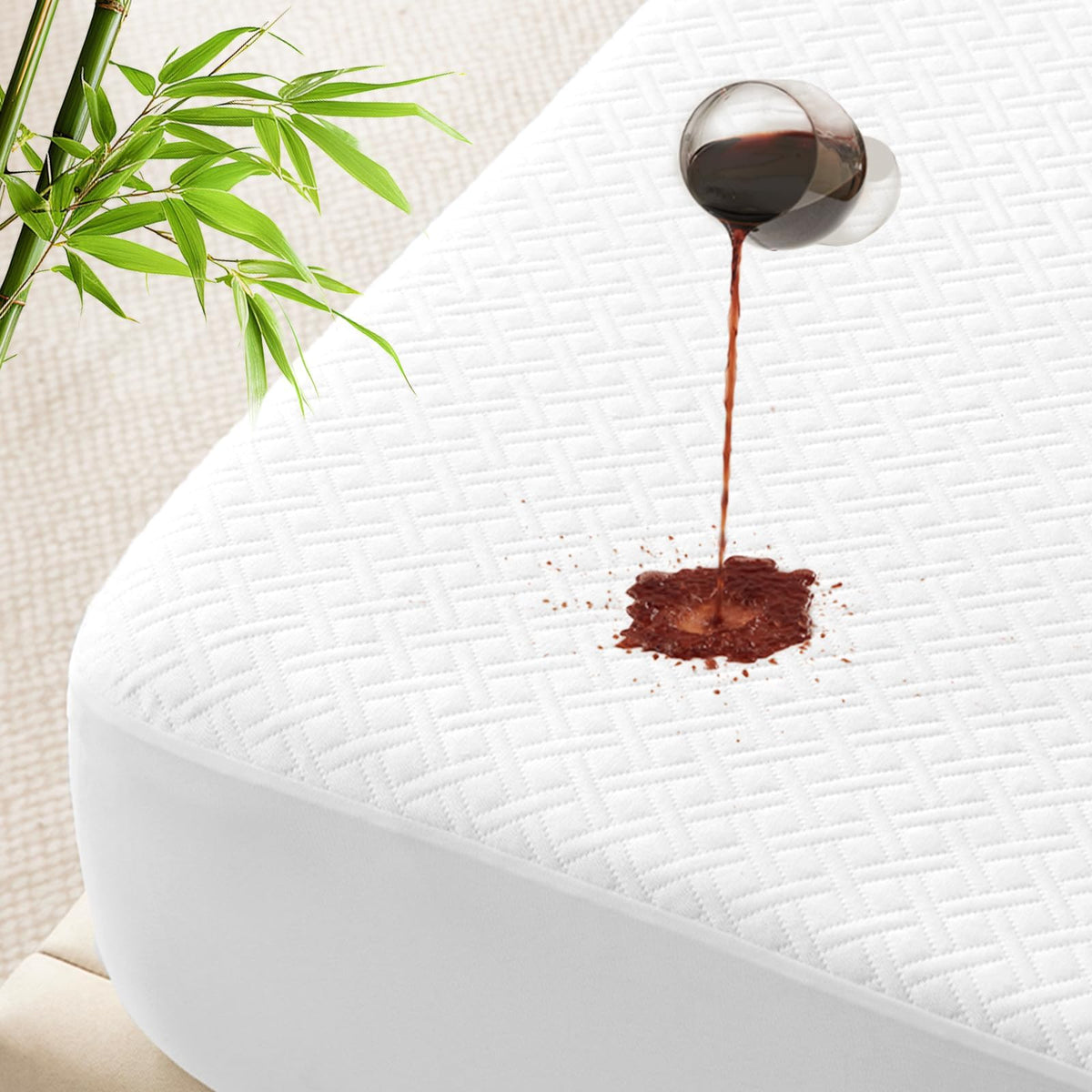 Queen Size Waterproof Mattress Protector Noiseless Bamboo Viscose