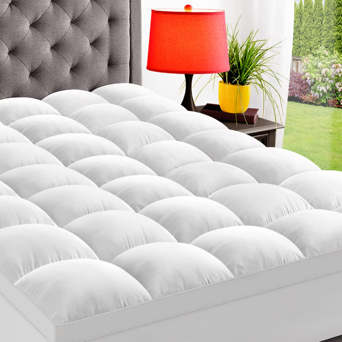 ELEMUSE Queen Mattress Topper, Extra Thick Pillow Top Mattress Pad Cover