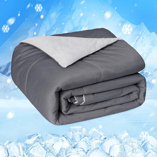 HOMFINE Cooling Comforter for Hot Sleepers Queen, Gray 90"x90"