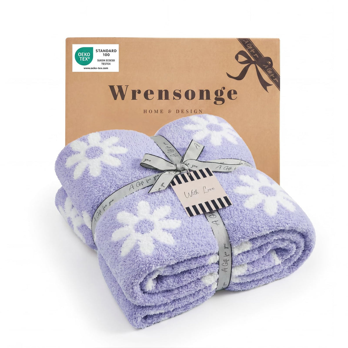 WRENSONGE Soft Checkered Throw Blanket for Couch-Cozy Fall Knitted Blankets