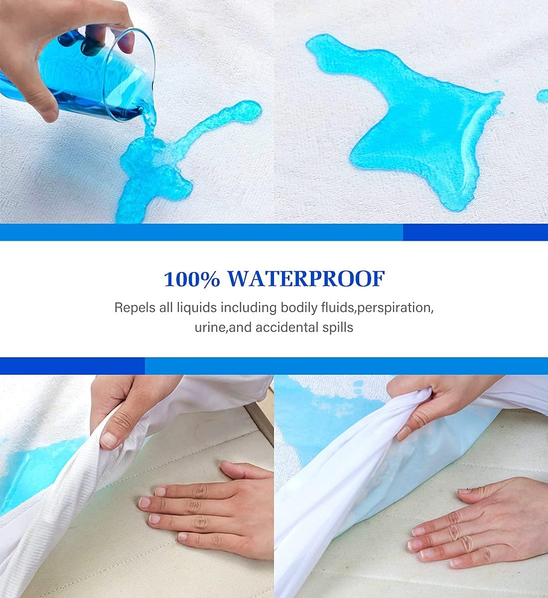 Full Size Mattress Protector Waterproof Mattress Topper Pad Cover Fitted