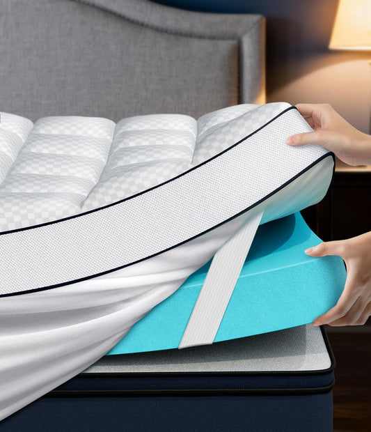 Queen 4 Inch Dual Layer Memory Foam Mattress Topper, Cooling Gel Pad