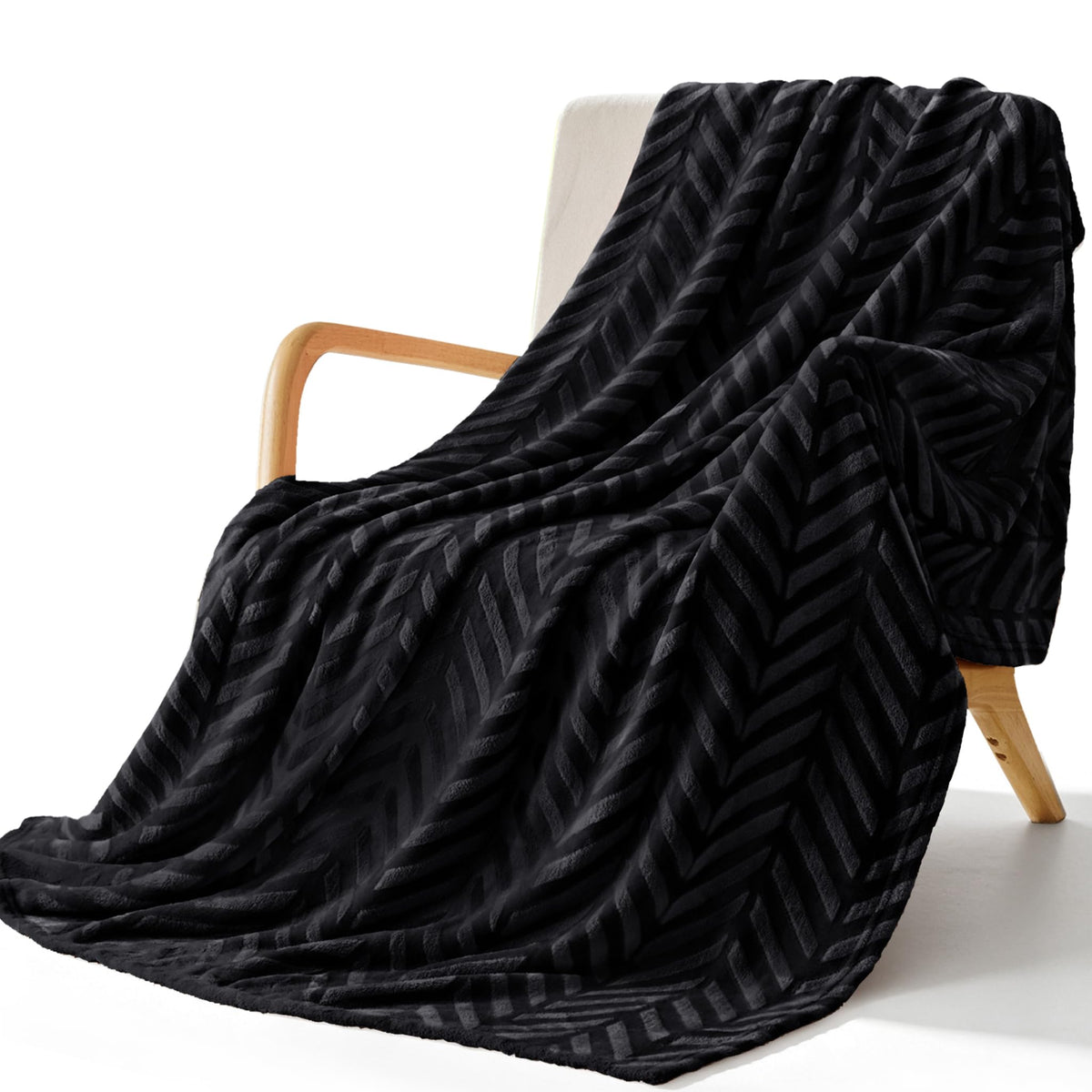 Whale Flotilla Flannel Fleece Fall Bed Blanket King Size, Black