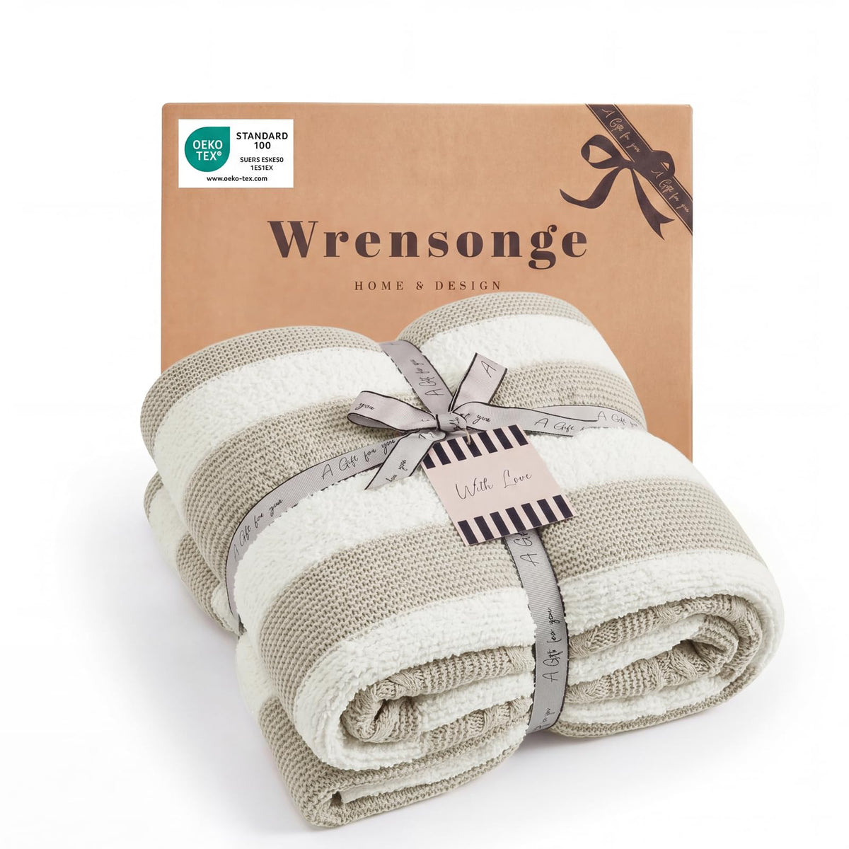 WRENSONGE Soft Checkered Throw Blanket for Couch-Cozy Fall Knitted Blankets