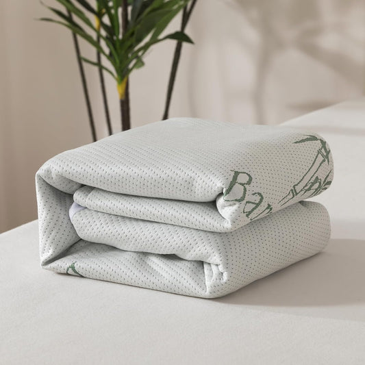 WhatsBedding Bamboo Mattress Topper Protector Queen Size (Only Cover)