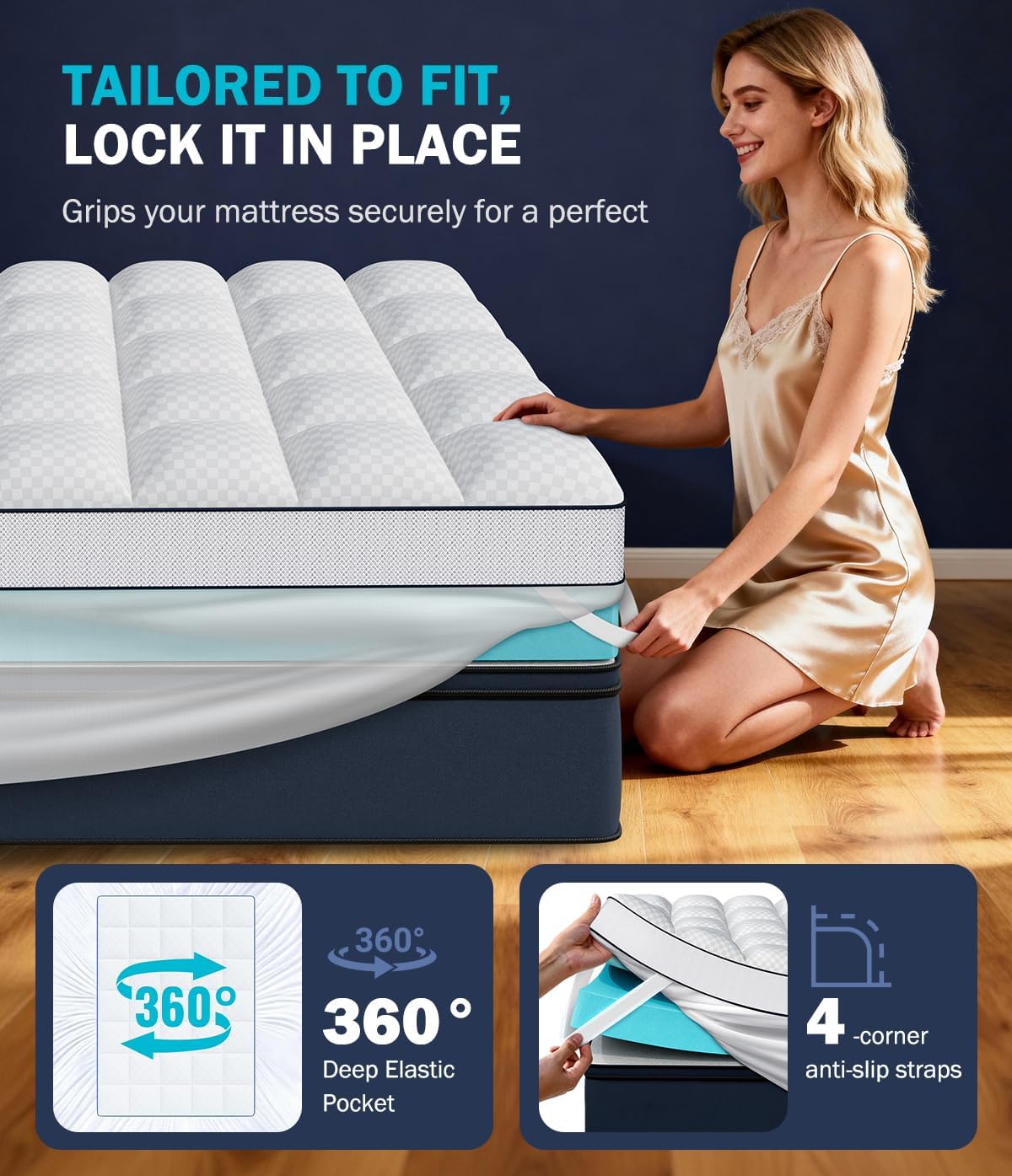 Queen 4 Inch Dual Layer Memory Foam Mattress Topper, Cooling Gel Pad