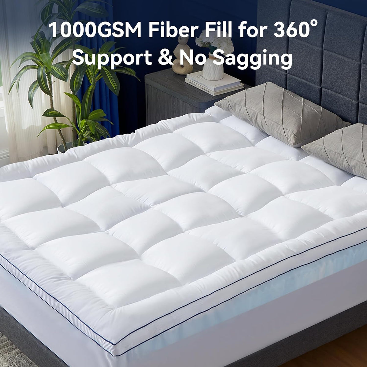 King Size Dual Layer 4 Inch Memory Foam Mattress Topper, 2 Inch Cooling Gel Memory Foam and 2 Inch Soft Pillow Top Mattress Pad Cover for Back Pain Relief, with Elastic 21" Deep Pocket