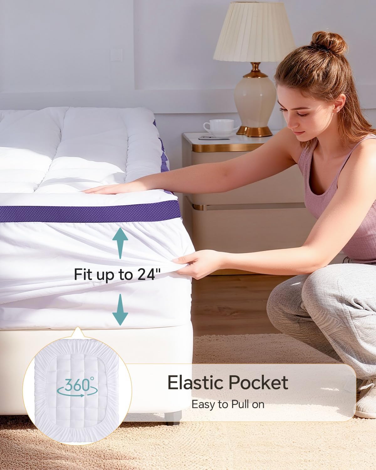 ChiXpace Dual Layer 4 Inch Memory Foam Mattress Topper Queen