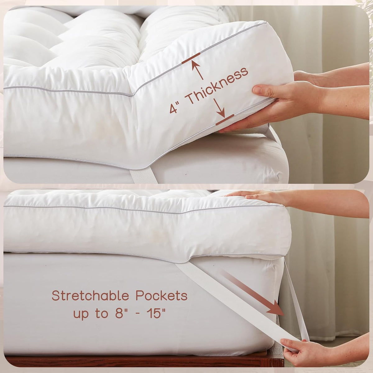 4 Inch Memory Foam Mattress Topper Back Pain Relief Queen Size