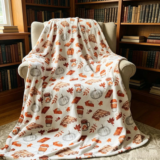 Oversized Fall Soft Warm Throw Blanket - Soft Fleece Flannel, Lightweight, Bed Sofa Blanket, Ideal for Living Room Decor Cozy Setup, Perfect for Couch Covers & Relaxing Moments with Books or Coffees