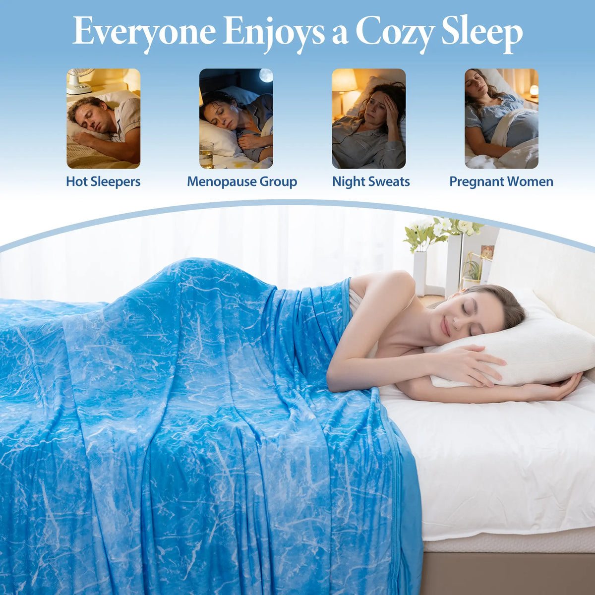 Queen Size & Twin Size Cooling Blanket - Nylon Fabric Cooling Bedding, Soft Silky-Soft Breathable Moisture-Wicking Dualtemp Sides Thin Layer, Easy Layering Easy Clean for Hot Sleepers Night Sweats, Summer Bedding Gift,sohochic
