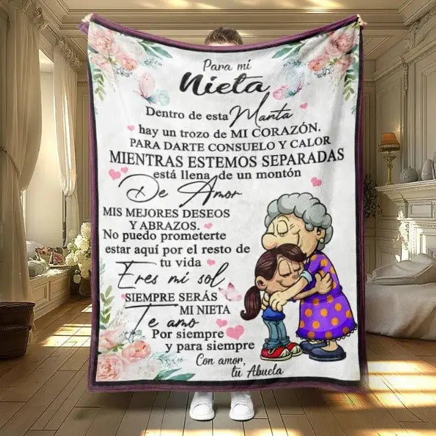 A Spanish letter: papa gives a blanket to his daughter, papa & mama give Birthday gift for son & daughter. A soft and comfortable flannel blanket, perfect for various occasions, a Valentine's Day gift.Easter Gifts for Kids