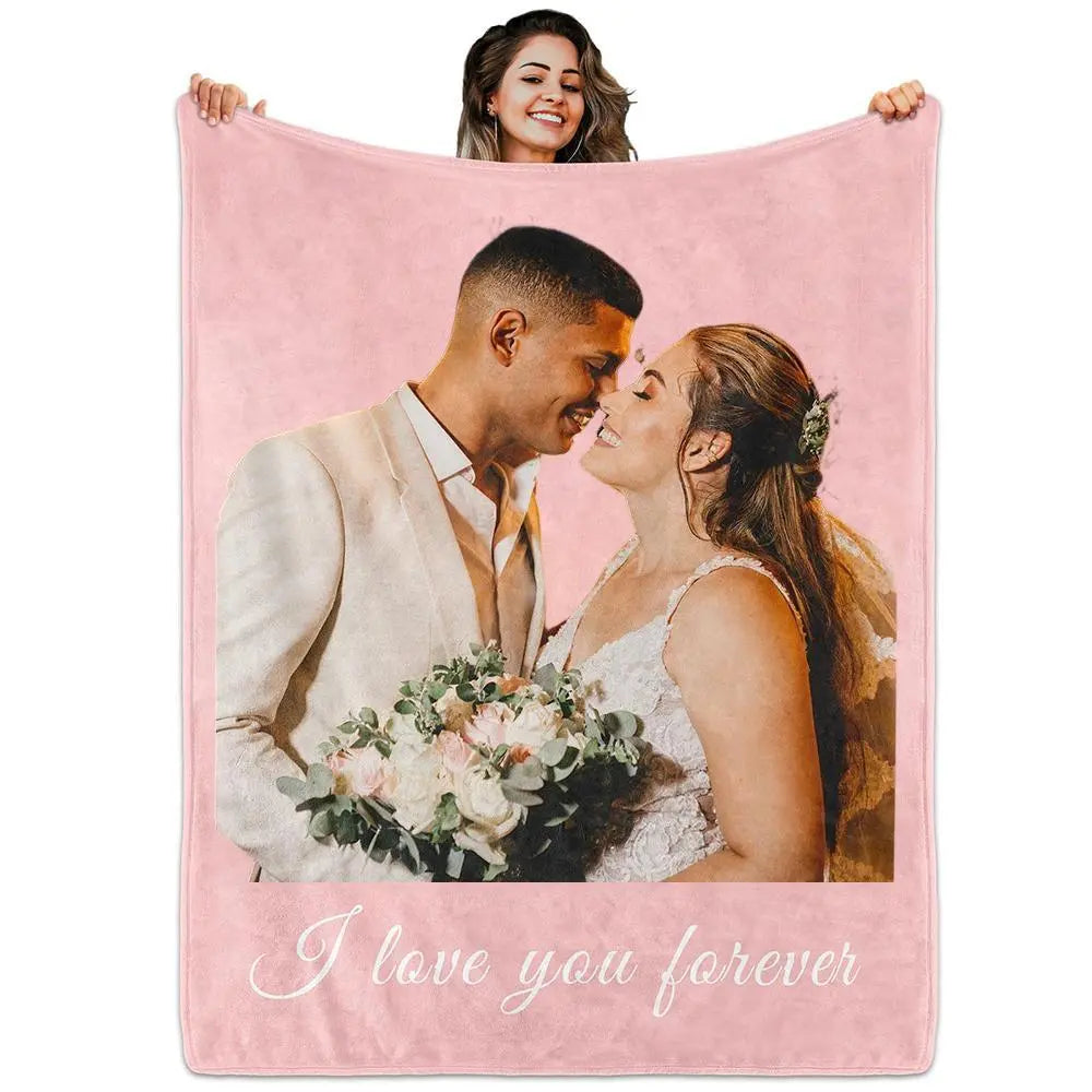 BARLEY ONE Click “Shop Chat”, Send Photos, Custom Photo Couples Blankets, These Personalized Couples Photo Blankets are Made of Soft Flannel, Perfect for Weddings, Mother's Day, Valentine's Day, Birthday Gift, Meaningful Mother's Day Gift