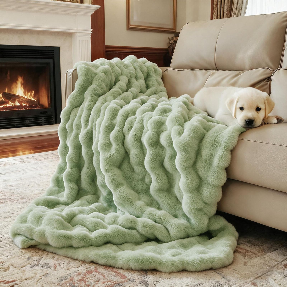 Pink Bubble Blanket Faux Fur Sherpa Throw (50x60 Inch)