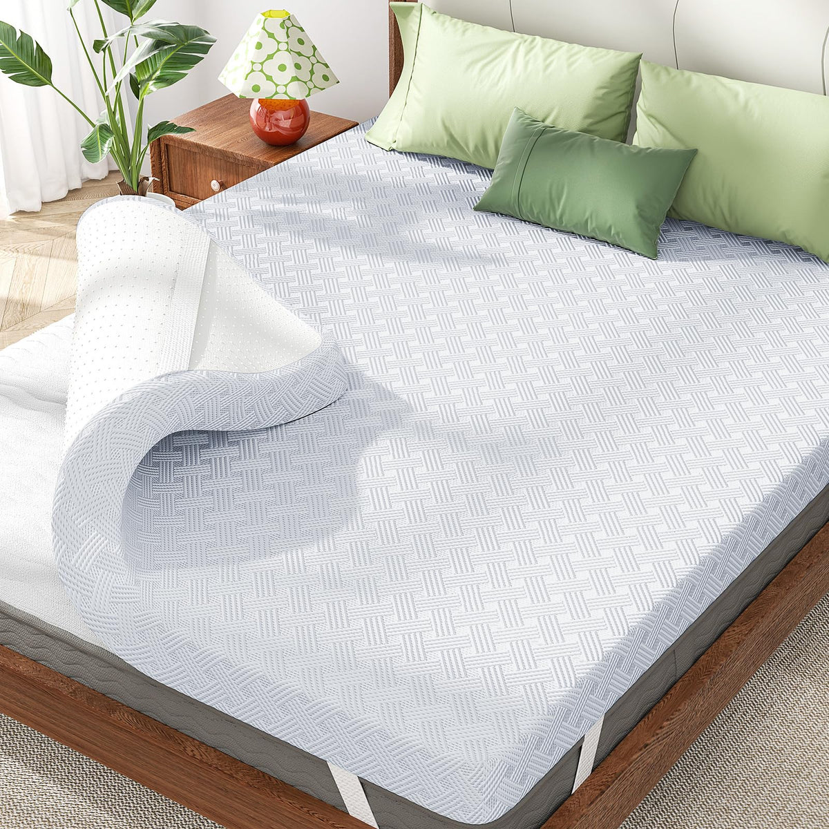 Queen Size Memory Foam Mattress Topper for Pressure Relief