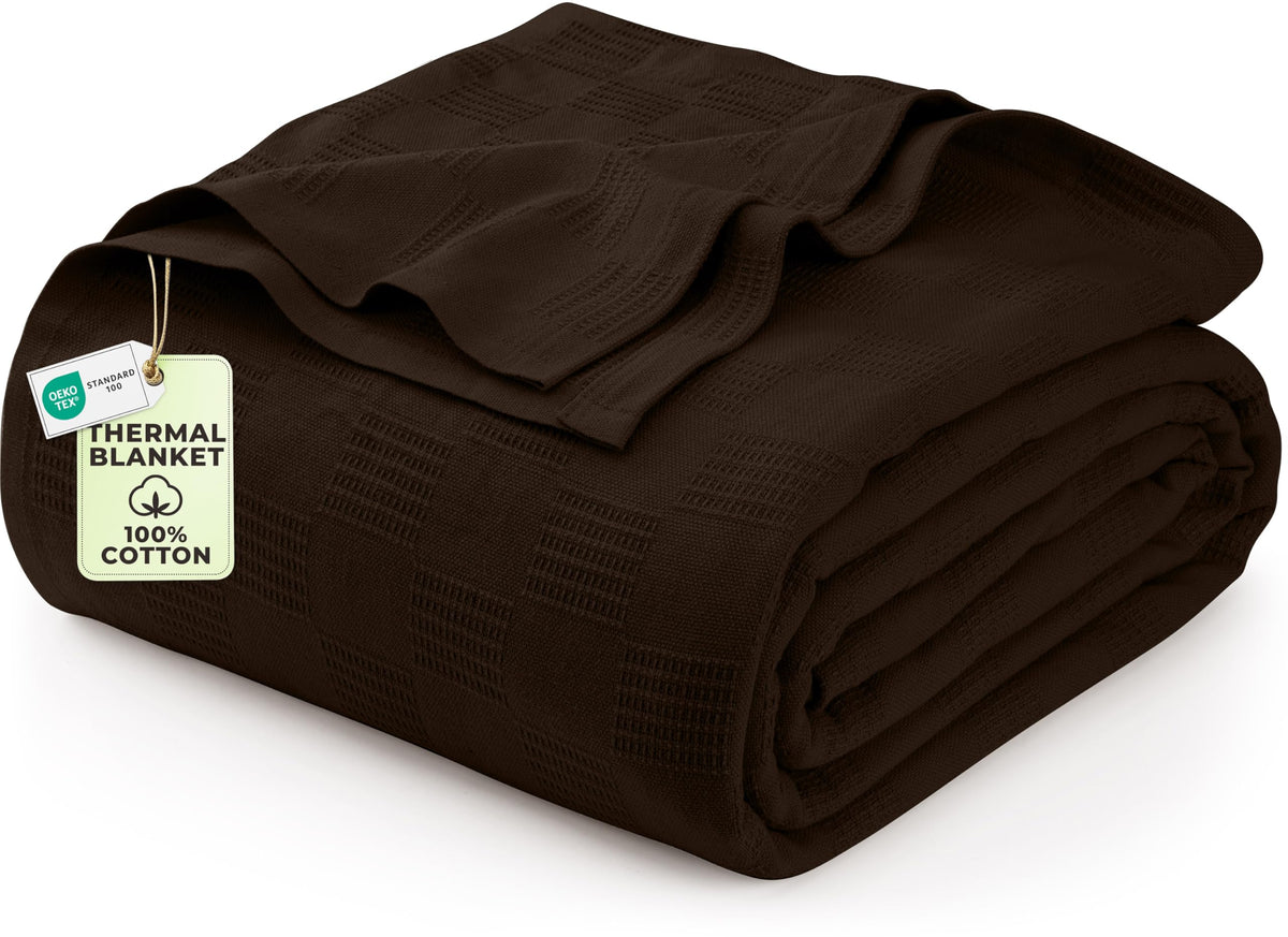 Utopia Bedding 100% Cotton Thermal Blanket Khaki Twin, 90x72 Inches