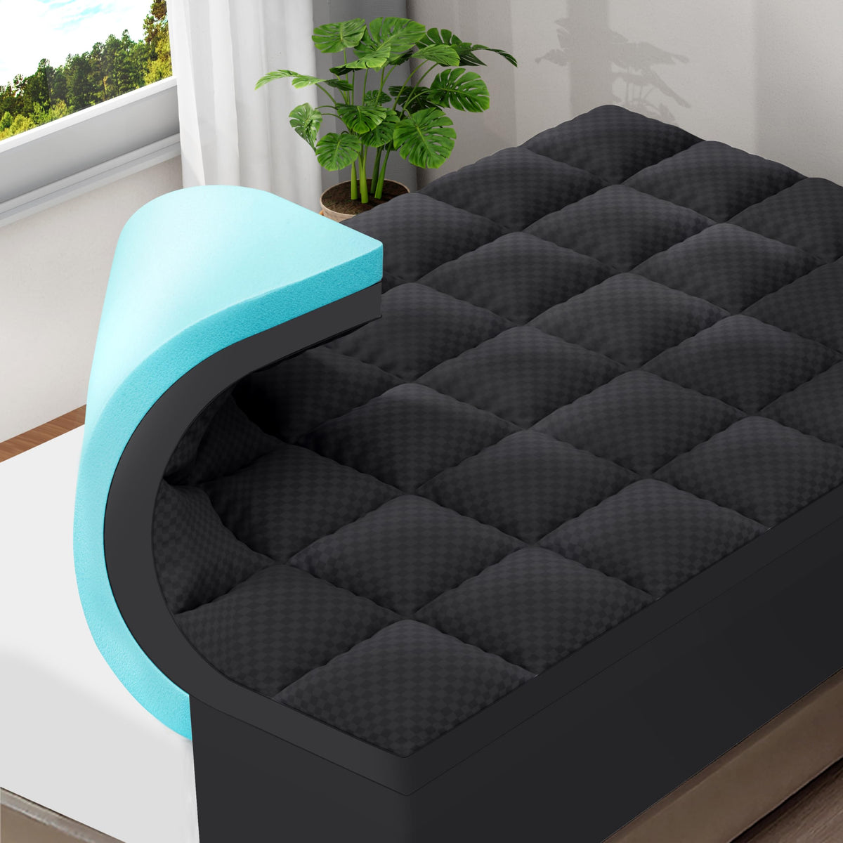 OLANLY 4 Inch Dual-Layer Mattress Topper, Gel Memory Foam, White