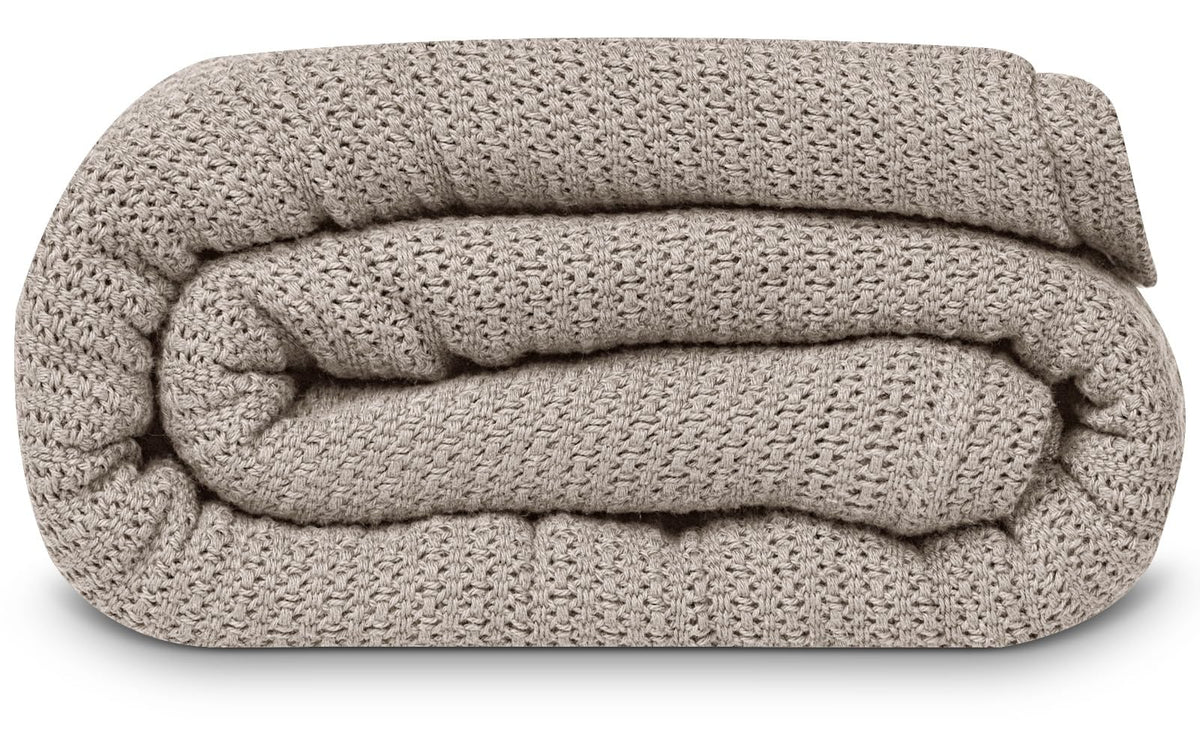 Linteum 100% Cotton Open-Cell Leno Weave Blanket — Breathable All Season — Queen 90x90 — Hunter Green