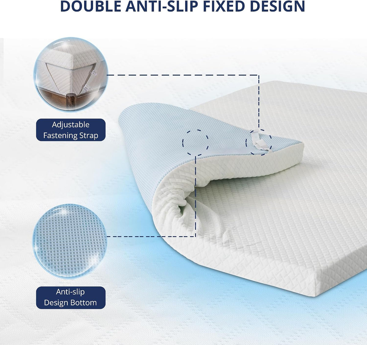 EGOHOME 3 Inch Queen Memory Foam Mattress Topper with Removable Cover