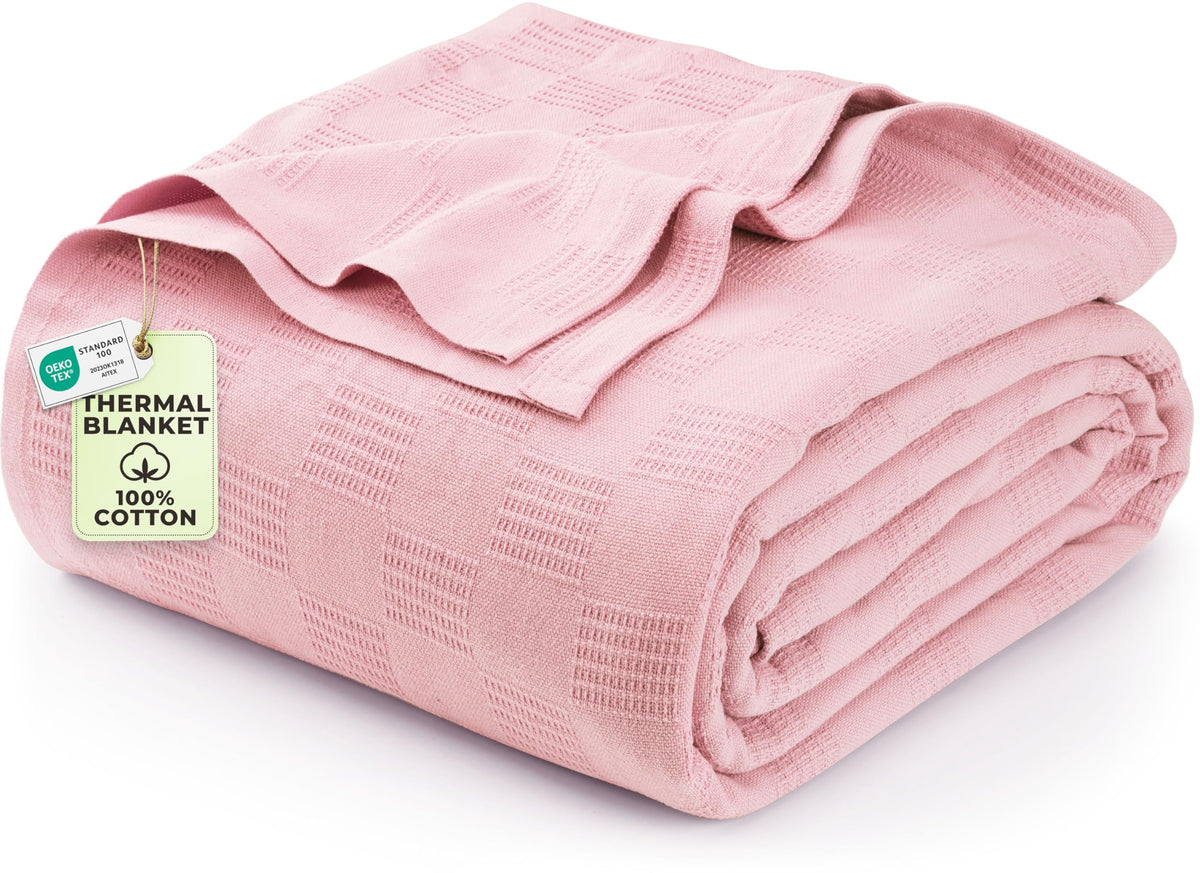 Utopia Bedding 100% Cotton Thermal Blanket Khaki Twin, 90x72 Inches