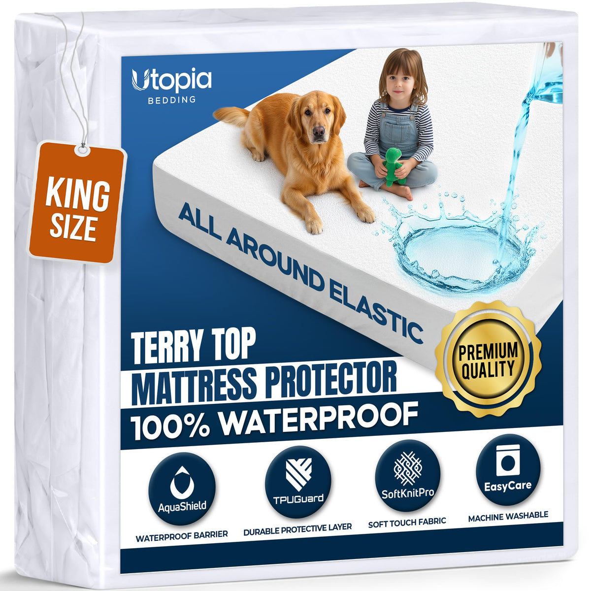Waterproof Queen Size Mattress Protector fits Upto 17" Deep Pocket