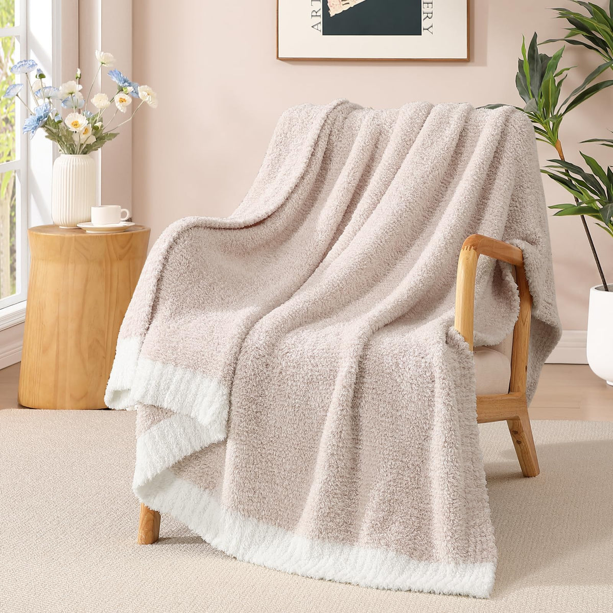 WRENSONGE Soft Checkered Throw Blanket for Couch-Cozy Fall Knitted Blankets