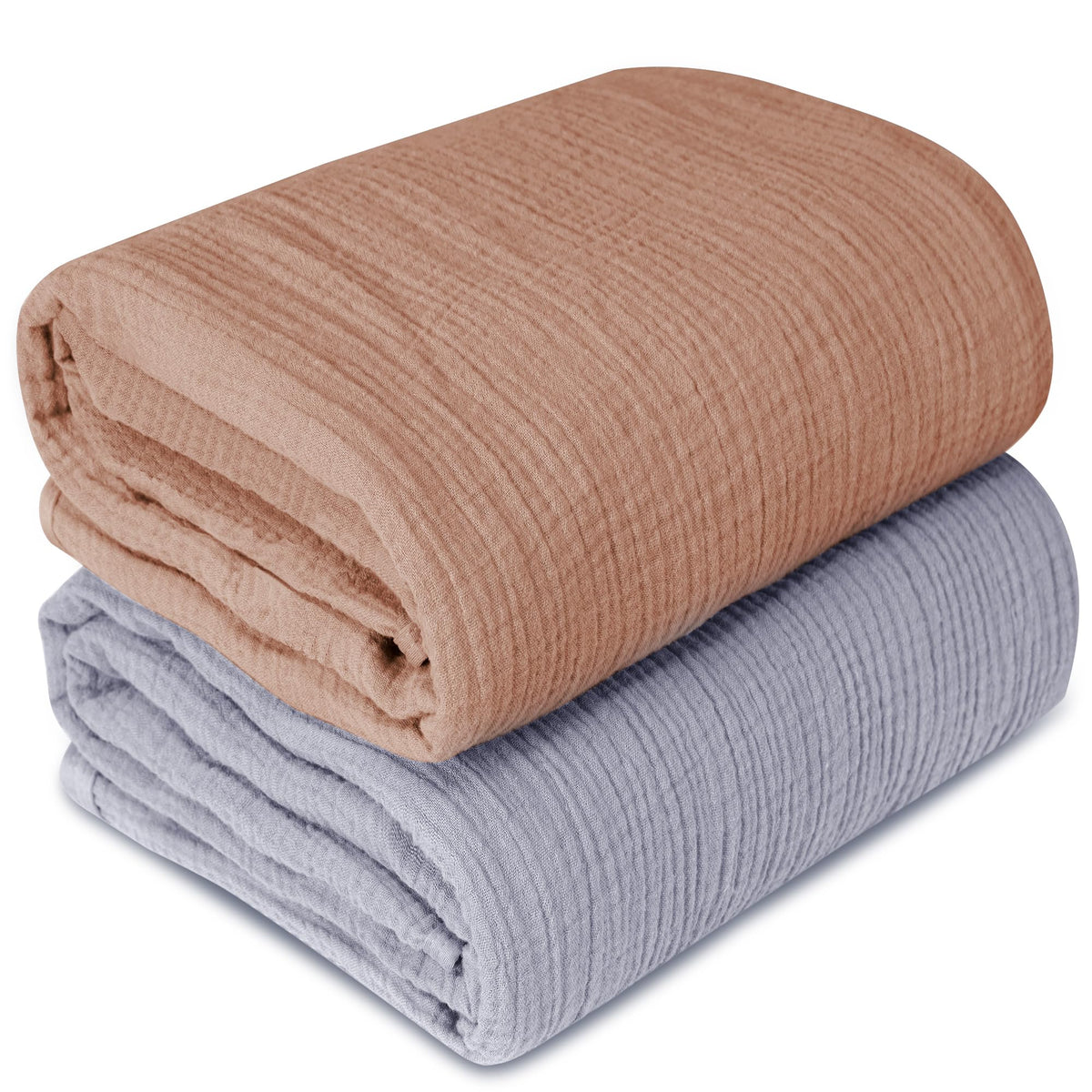 Muslin Swaddle Blankets for Newborn, 2 Pack Breathable Soft Receiving Blanket, Large 41 x 41 inches Swaddle Wrap Burping Clothes, Essentials Infant Shower Items. (Beige & Coffee)