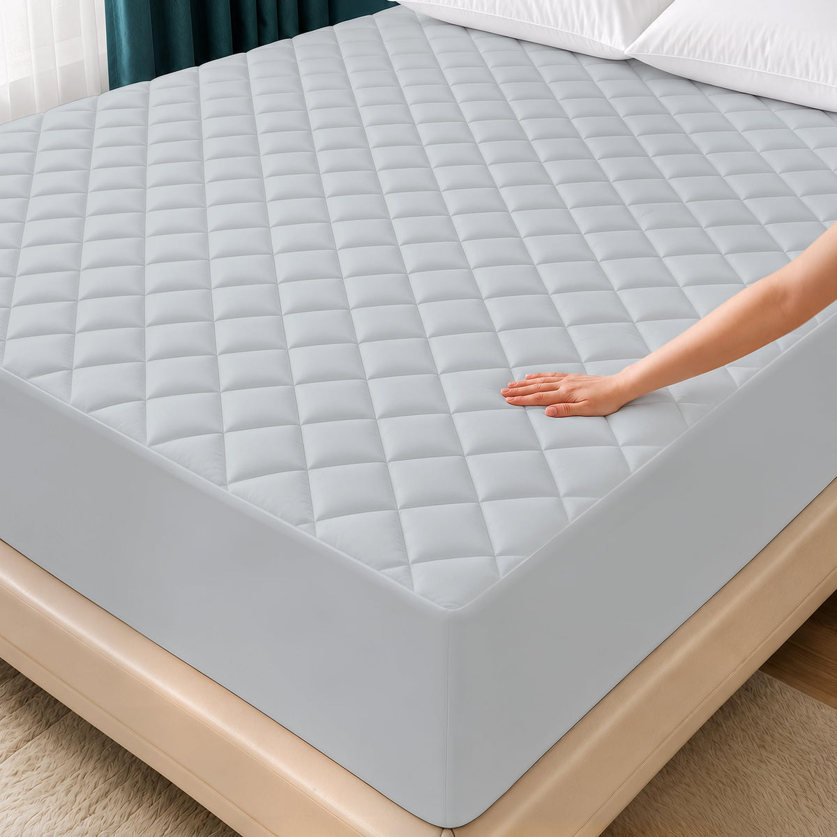 Queen Mattress Pad, Quilted Mattress Protector Topper fits 16" Deep Pocket