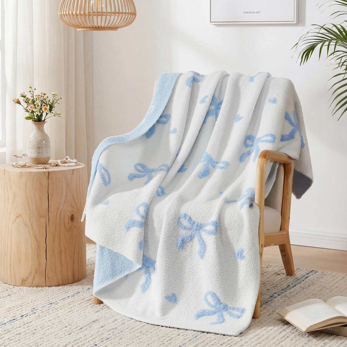 WRENSONGE Soft Checkered Throw Blanket for Couch-Cozy Fall Knitted Blankets