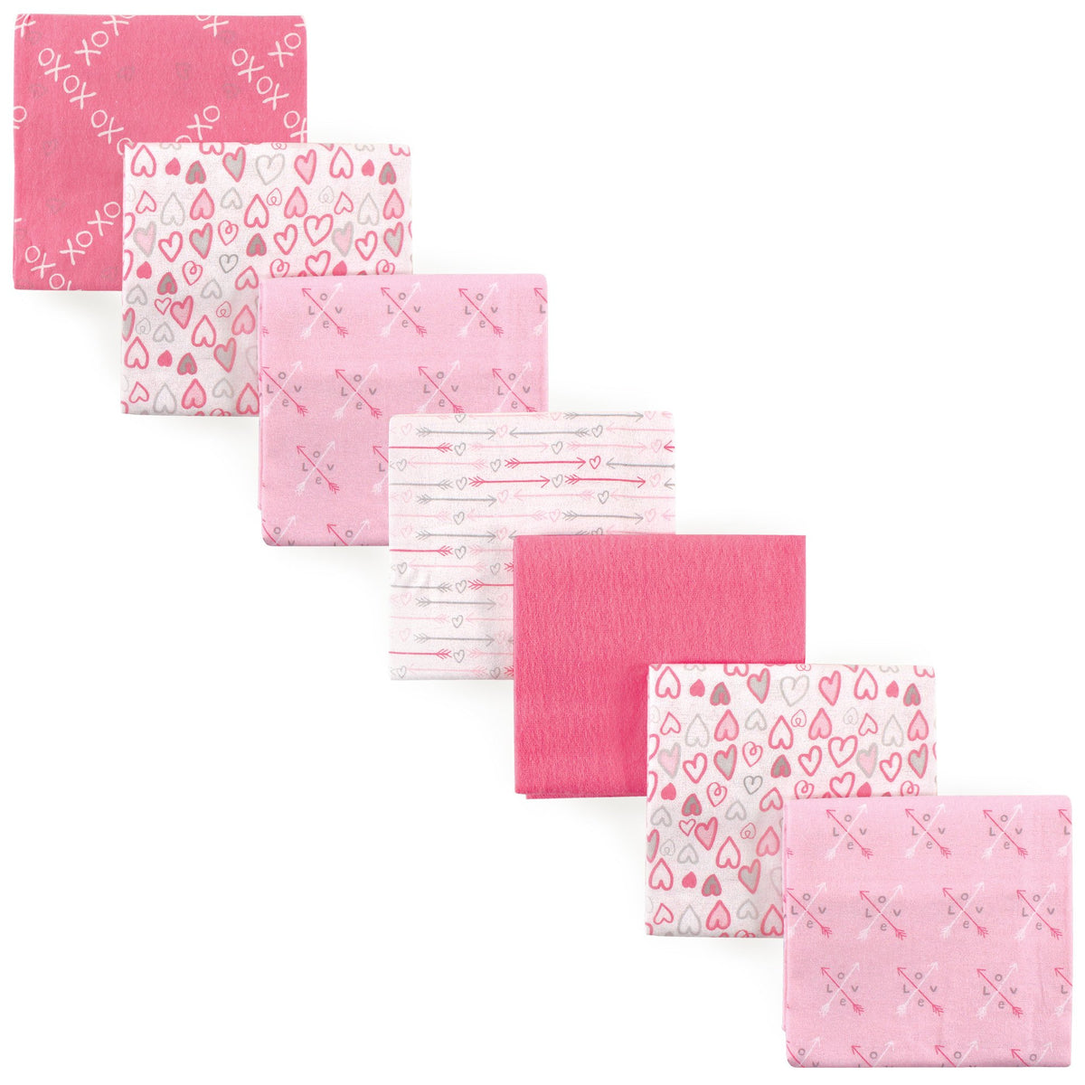 Luvable Friends Unisex Baby Cotton Flannel Receiving Blankets, Basic Elephant 7-Pack, One Size