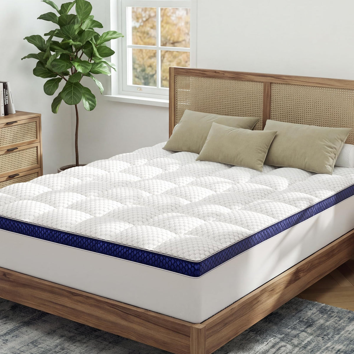 BEDELITE King Mattress Topper, Pillow Top Mattress Pad Bed Cover 2 Inch
