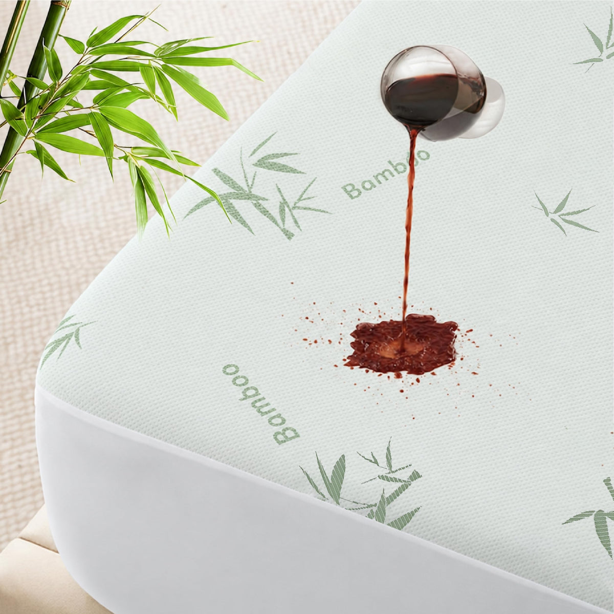 Queen Size Waterproof Mattress Protector Noiseless Bamboo Viscose