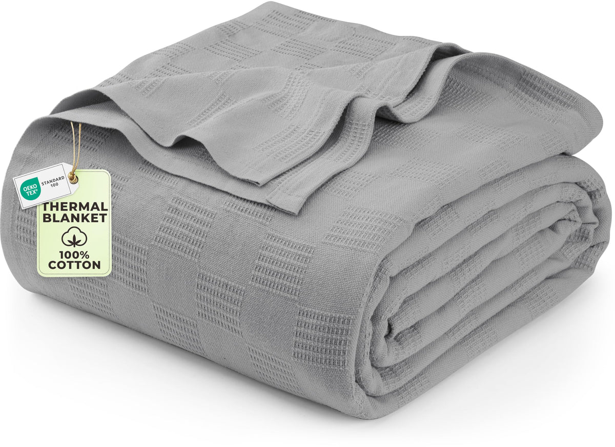 Utopia Bedding 100% Cotton Thermal Blanket Khaki Twin, 90x72 Inches