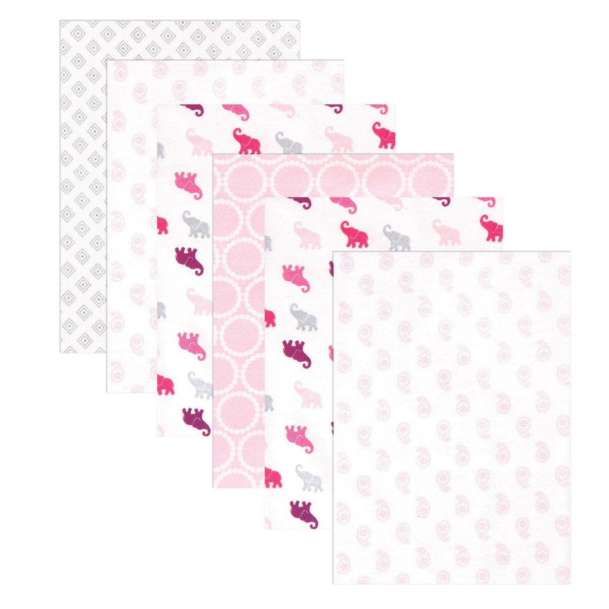 Luvable Friends Unisex Baby Cotton Flannel Receiving Blankets, Basic Elephant 7-Pack, One Size