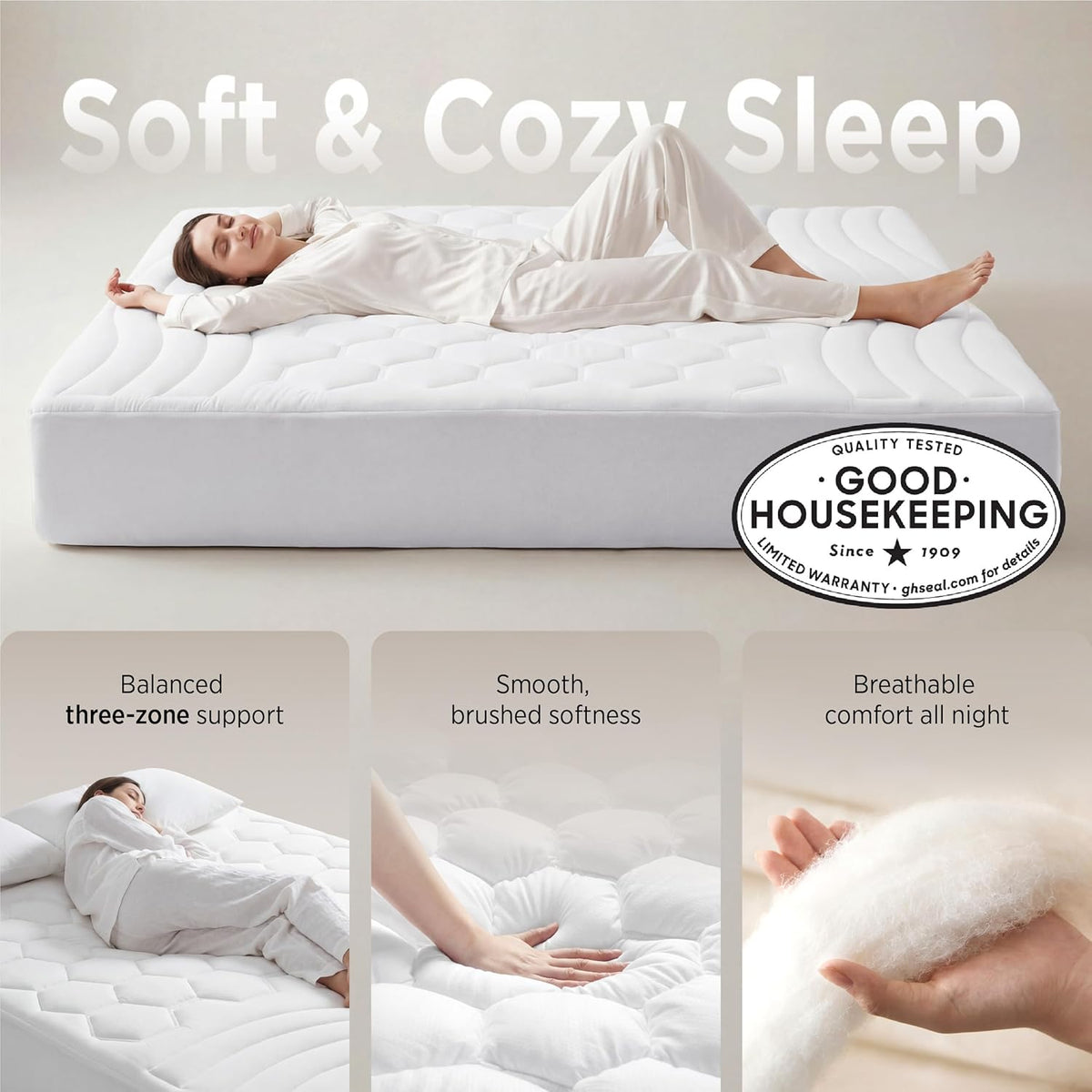 Bedsure Queen Mattress Pad, Mattress Topper with 8-21 Inches Deep Pocket
