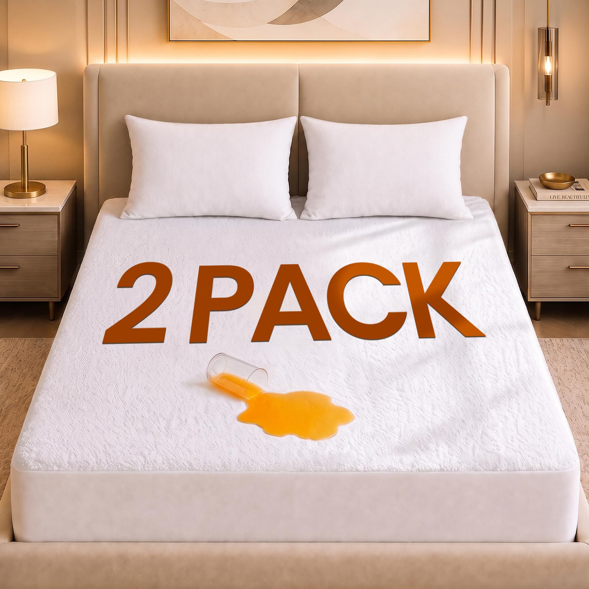 Waterproof Queen Size Mattress Protector fits Upto 17" Deep Pocket