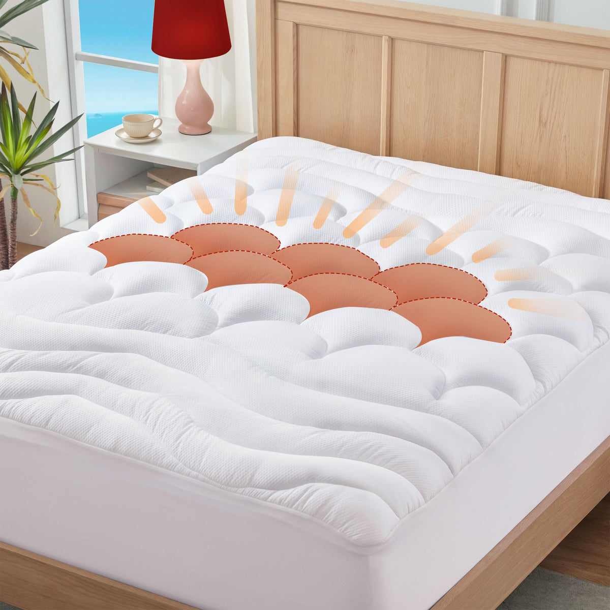 ELVEN HOME Queen Mattress Pad for Back & Hip Pain Relief, Pillow Top Cooling Bed Topper Quilted Fitted, Hotel Quality Deep Pocket Soft Queen Mattress Protector Cover Washable (60x80 inch, Grey)