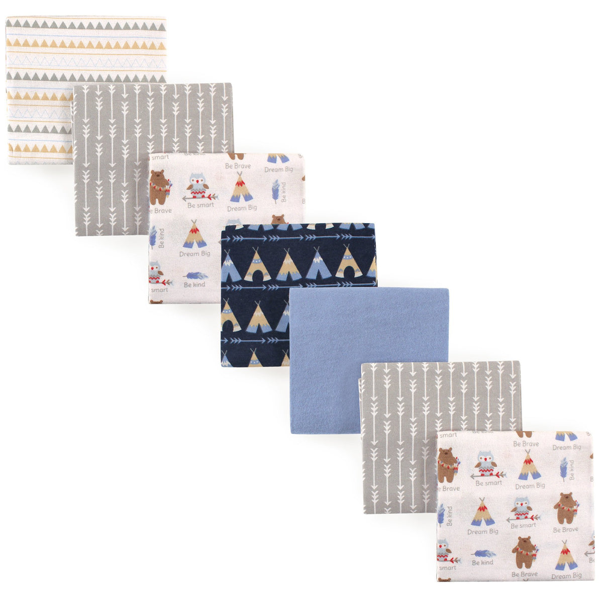 Luvable Friends Unisex Baby Cotton Flannel Receiving Blankets, Basic Elephant 7-Pack, One Size