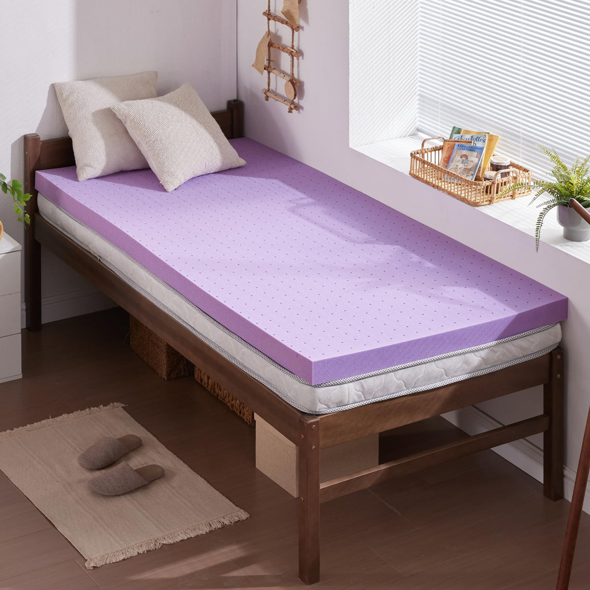 SINWEEK 2 Inch Gel Memory Foam Mattress Topper, Queen Size