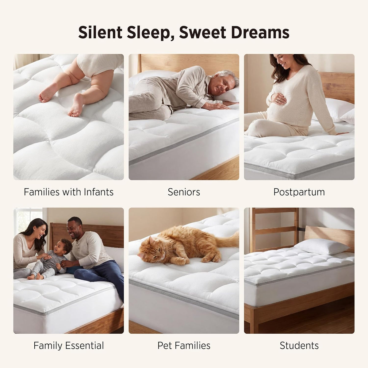 Bedsure Pillow Top Mattress Topper Queen, Waterproof Mattress Protector