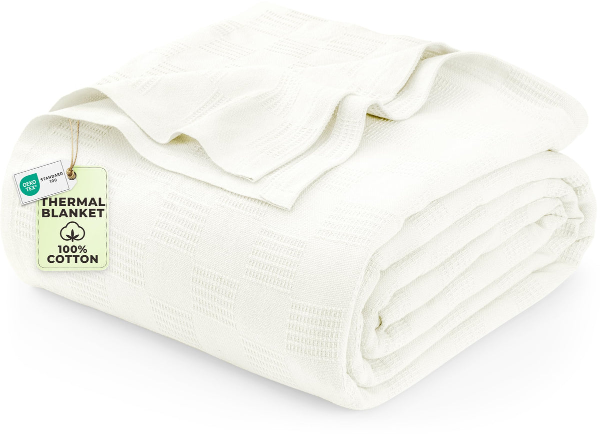 Utopia Bedding 100% Cotton Thermal Blanket Khaki Twin, 90x72 Inches