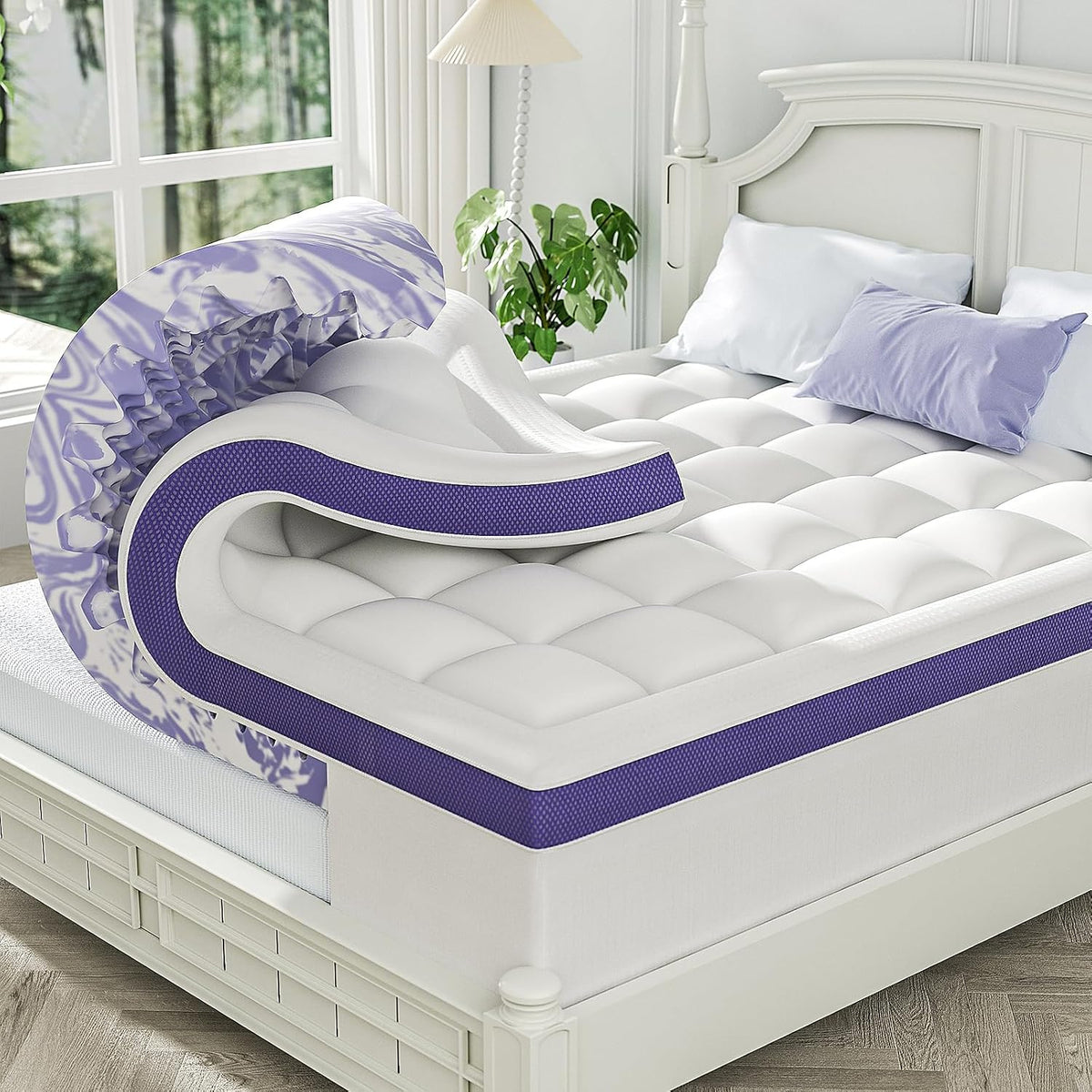 ChiXpace Dual Layer 4 Inch Memory Foam Mattress Topper Queen