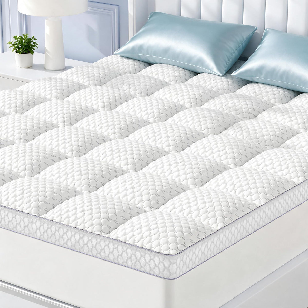 BEDELITE King Mattress Topper, Pillow Top Mattress Pad Bed Cover 2 Inch
