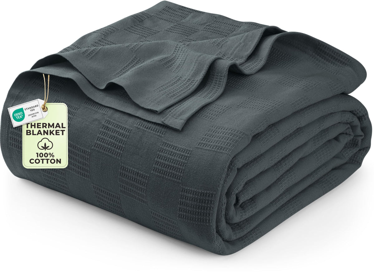 Utopia Bedding 100% Cotton Thermal Blanket Khaki Twin, 90x72 Inches
