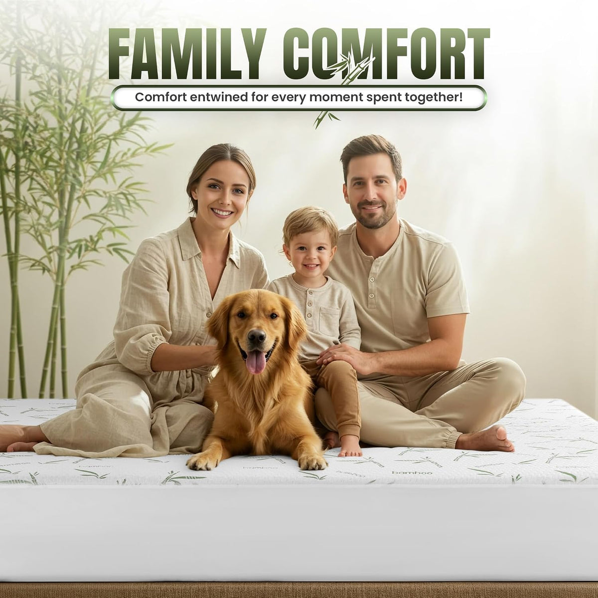 Bamboo Viscose Waterproof Mattress Protector Queen Size, 17" Deep Pocket