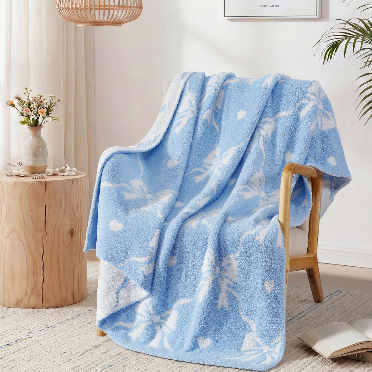 WRENSONGE Soft Checkered Throw Blanket for Couch-Cozy Fall Knitted Blankets